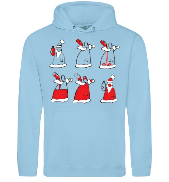 Мужская толстовка (худи) П'яний Санта Голубой фото