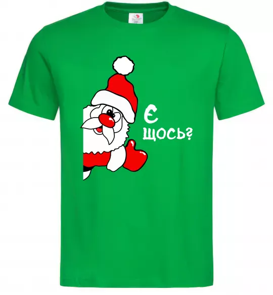 Мужская футболка Є щось? Дід Мороз Зеленый фото