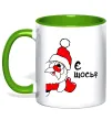 Чашка с цветной ручкой Є щось? Дід Мороз Зеленый фото