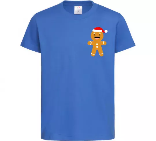 Дитяча футболка Новорічний Пряник ВИШИВКА Яскраво-синій фото