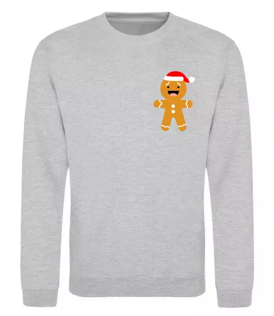 Свитшот Новорічний Пряник ВИШИВКА Серый меланж фото