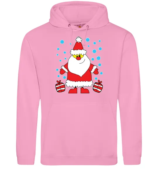 Мужская толстовка (худи) Санта з подарунком Розовый фото