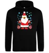 Мужская толстовка (худи) Дід Мороз з подарунком Черный фото