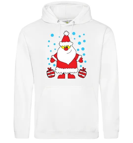 Мужская толстовка (худи) Дід Мороз з подарунком Белый фото