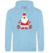 Мужская толстовка (худи) Санта з подарунком Голубой фото