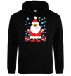 Женская толстовка (худи) Дід Мороз з подарунком Черный фото