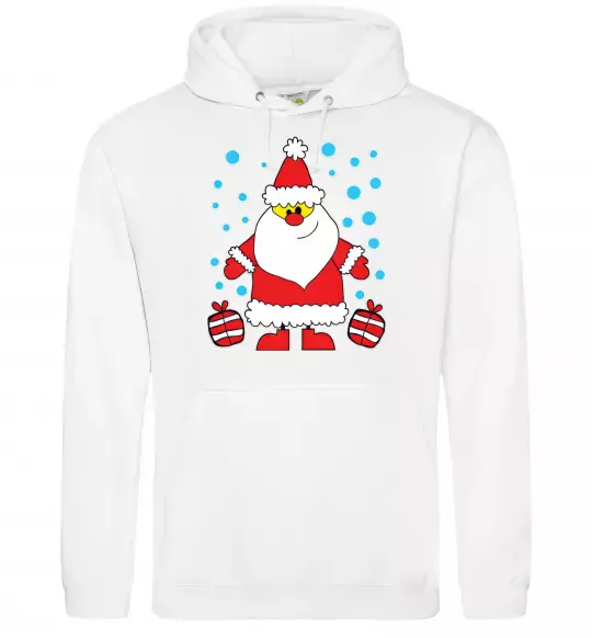 Женская толстовка (худи) Дід Мороз з подарунком Белый фото