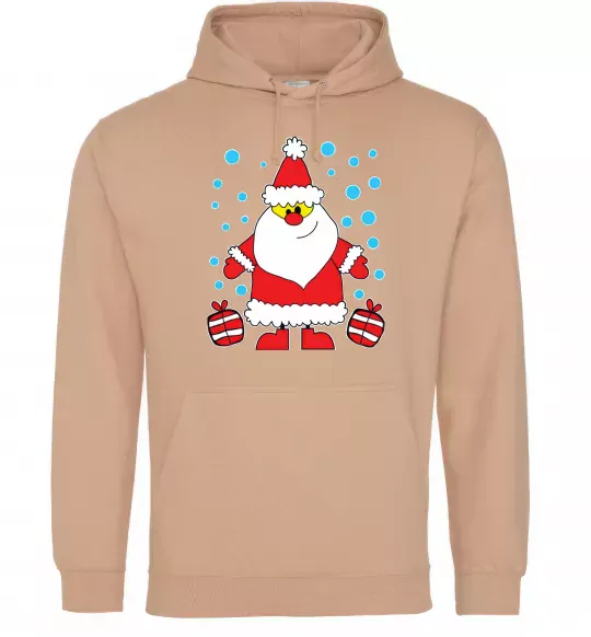 Женская толстовка (худи) Дід Мороз з подарунком Песочный фото