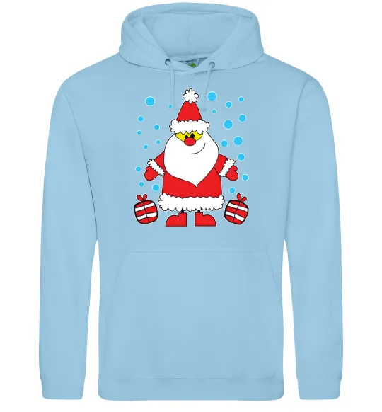 Женская толстовка (худи) Санта з подарунком Голубой фото