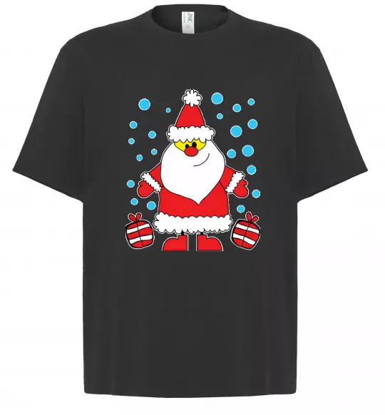Футболка Оверсайз Дід Мороз з подарунком Черный фото
