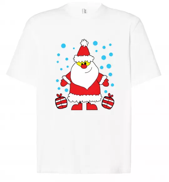 Футболка Оверсайз Дід Мороз з подарунком Белый фото