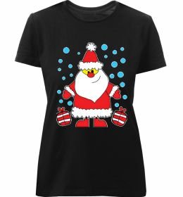 Жіноча преміум футболка Санта з подарунком