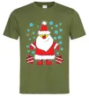 Мужская футболка Дід Мороз з подарунком Оливковый фото