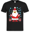 Мужская футболка Дід Мороз з подарунком Черный фото