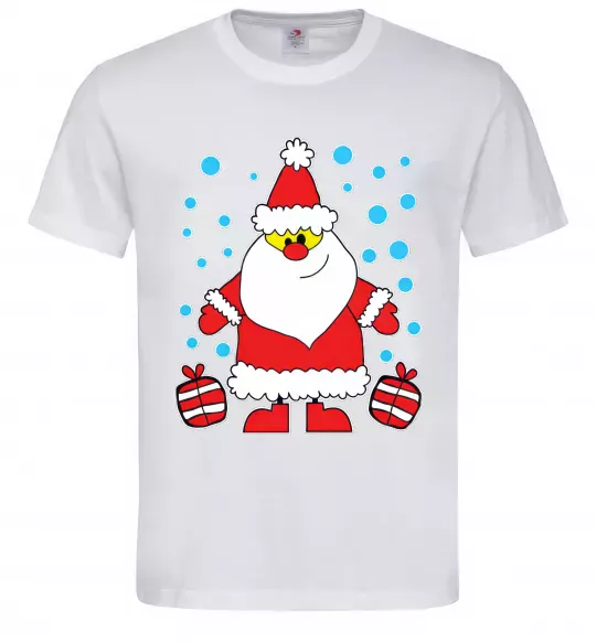 Мужская футболка Дід Мороз з подарунком Белый фото