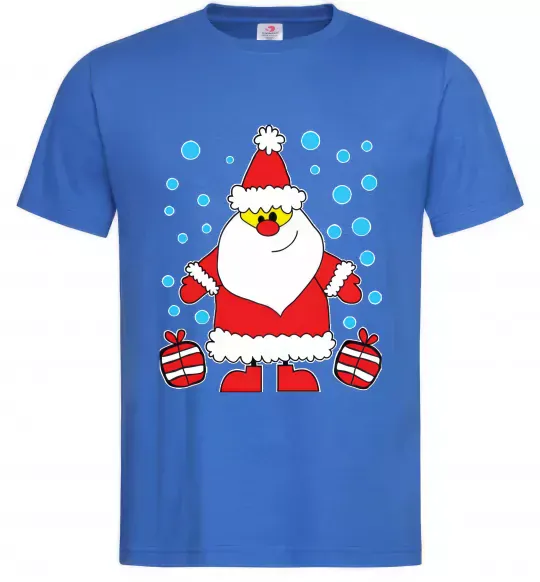 Мужская футболка Дід Мороз з подарунком Ярко-синий фото