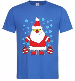 Мужская футболка Дід Мороз з подарунком Ярко-синий фото