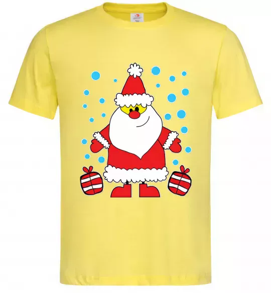 Мужская футболка Дід Мороз з подарунком Лимонный фото