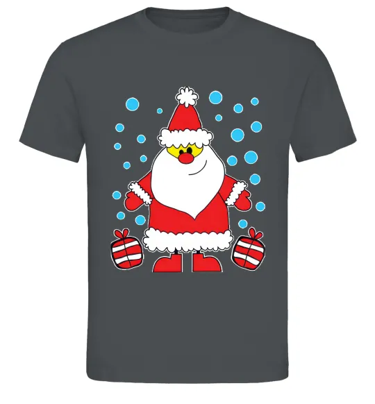 Мужская футболка Дід Мороз з подарунком Графит фото