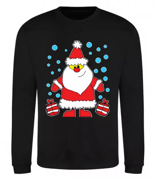 Світшот Дід Мороз з подарунком Чорний фото