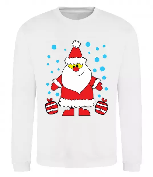 Світшот Дід Мороз з подарунком Білий фото