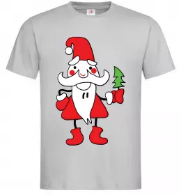 Чоловіча футболка Дід Мороз з ялинкой Сірий фото