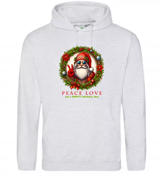 Мужская толстовка (худи) Santa peace Серый меланж фото