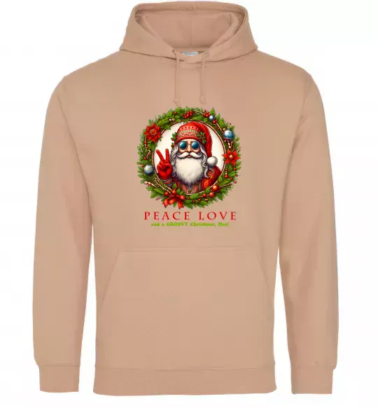 Мужская толстовка (худи) Santa peace Песочный фото