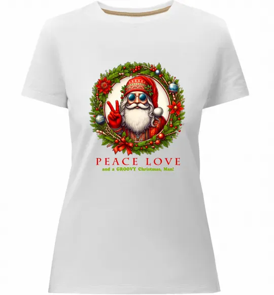 Жіноча преміум футболка Santa peace Білий фото