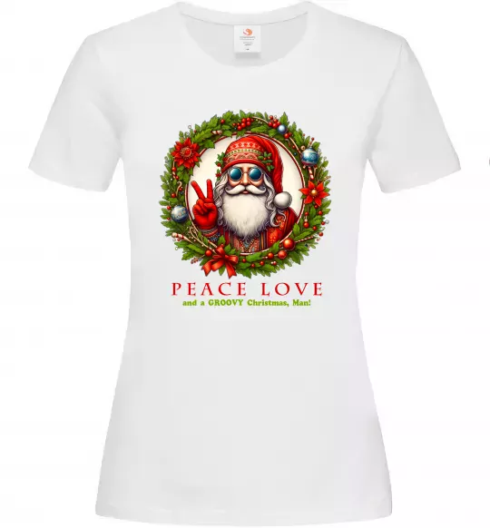 Женская футболка Santa peace Белый фото