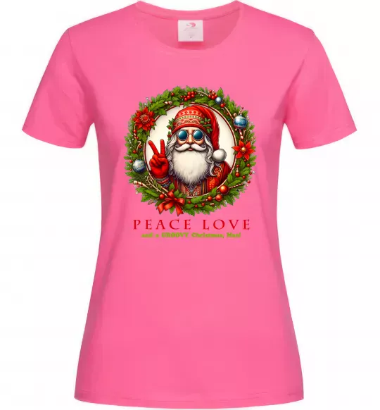 Женская футболка Santa peace Ярко-розовый фото