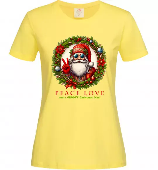 Женская футболка Santa peace Лимонный фото