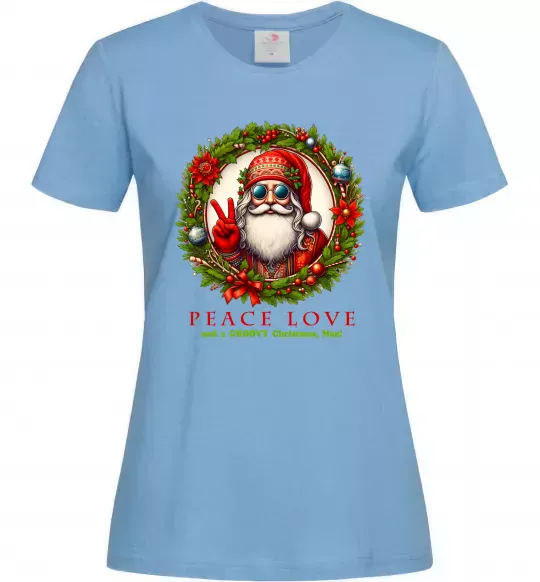 Женская футболка Santa peace Голубой фото