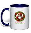 Чашка з кольоровою ручкою Santa peace Глибокий темно-синій фото