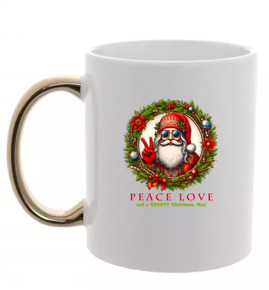 Чашка з кольоровою ручкою Santa peace Золото фото