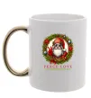 Чашка з кольоровою ручкою Santa peace Золото фото