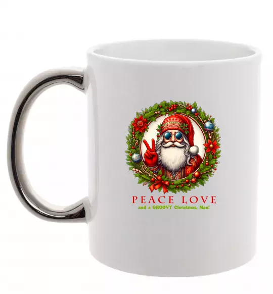 Чашка з кольоровою ручкою Santa peace Срібло фото