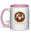 Чашка з кольоровою ручкою Santa peace Ніжно рожевий фото