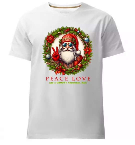Чоловіча преміум футболка Santa peace Білий фото