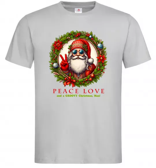 Чоловіча футболка Santa peace Сірий фото