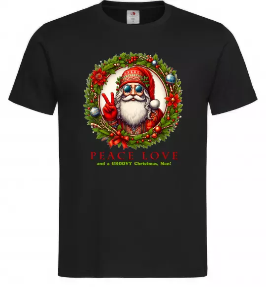 Чоловіча футболка Santa peace Чорний фото