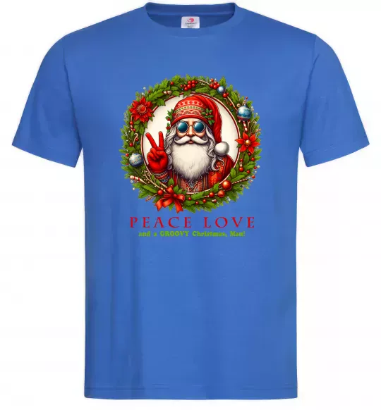 Чоловіча футболка Santa peace Яскраво-синій фото