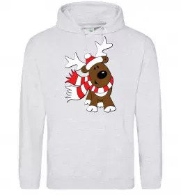 Мужская толстовка (худи) Christmas skull Серый меланж фото Мужская толстовка (худи) Christmas skull Серый меланж фото