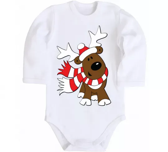 Детский боди STRIPED DEER Белый фото