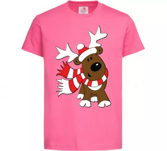 Дитяча футболка STRIPED DEER Яскраво-рожевий фото