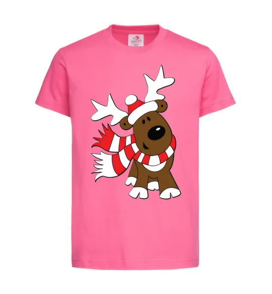 Детская футболка STRIPED DEER Ярко-розовый фото