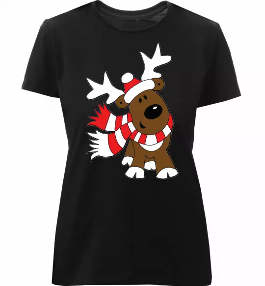 Жіноча преміум футболка STRIPED DEER Чорний фото