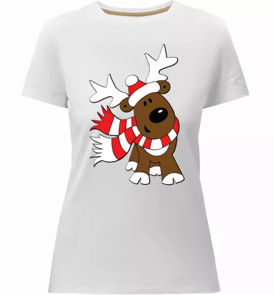 Жіноча преміум футболка STRIPED DEER Білий фото