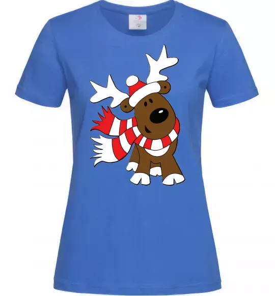 Женская футболка STRIPED DEER Ярко-синий фото