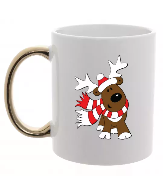 Чашка с цветной ручкой STRIPED DEER Золото фото